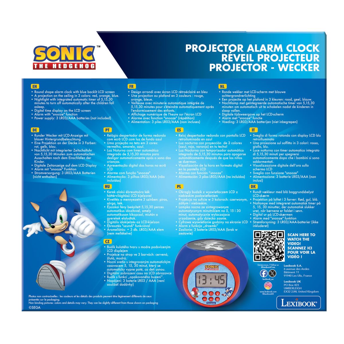Lexibook Budík Sonic se stropním projektorem