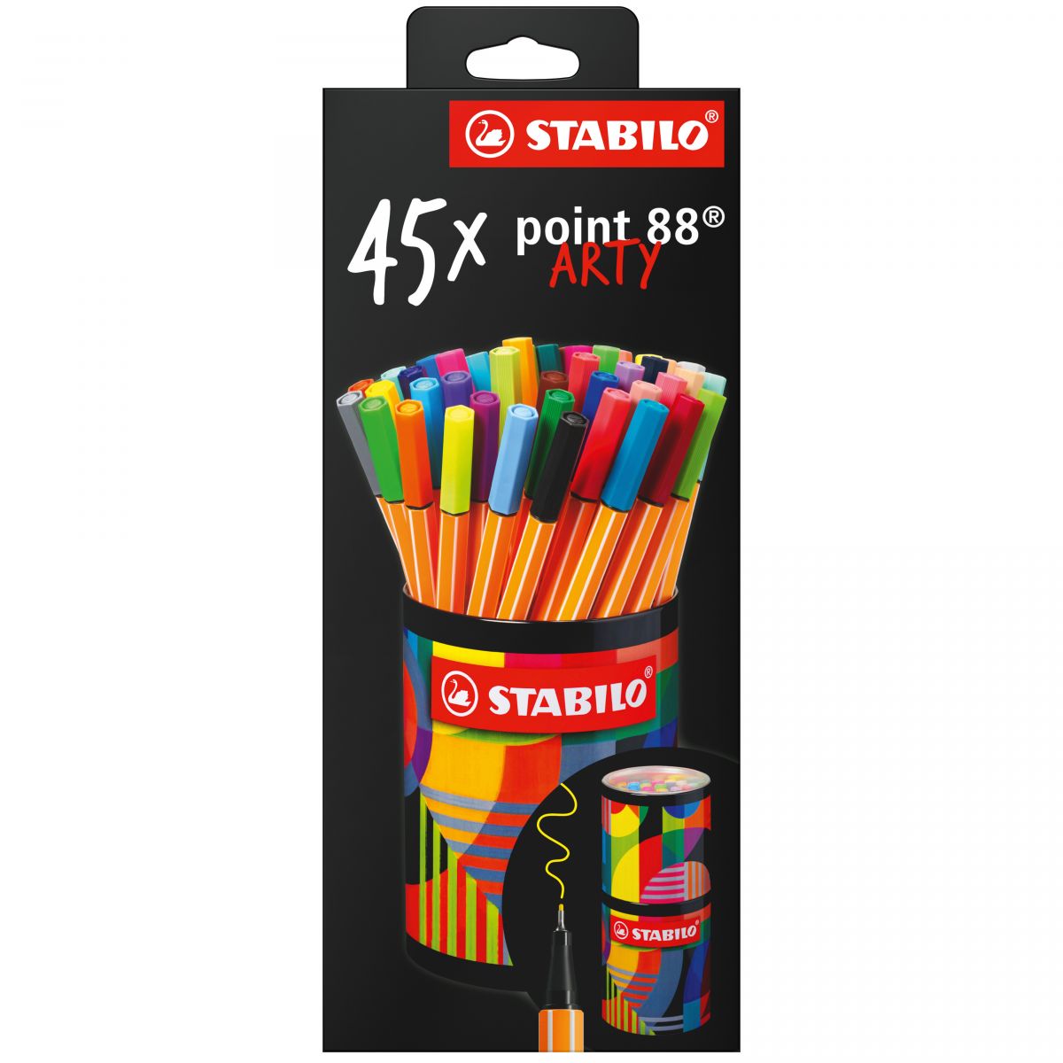 Jemný liner - STABILO point 88 - ARTY - 45 ks plechová dóza