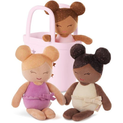 LullaBaby Panenky plyšové do vany v košíku Pink