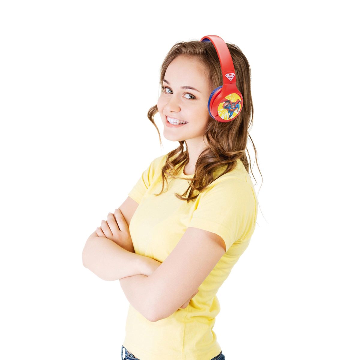 Lexibook 2v1 bluetooth skládací sluchátka Superman s limitem hlasitosti