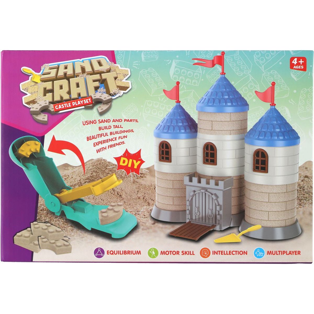 Teddies Stavebnice hrad s pískem plast s doplňky v krabici 28x19x8cm