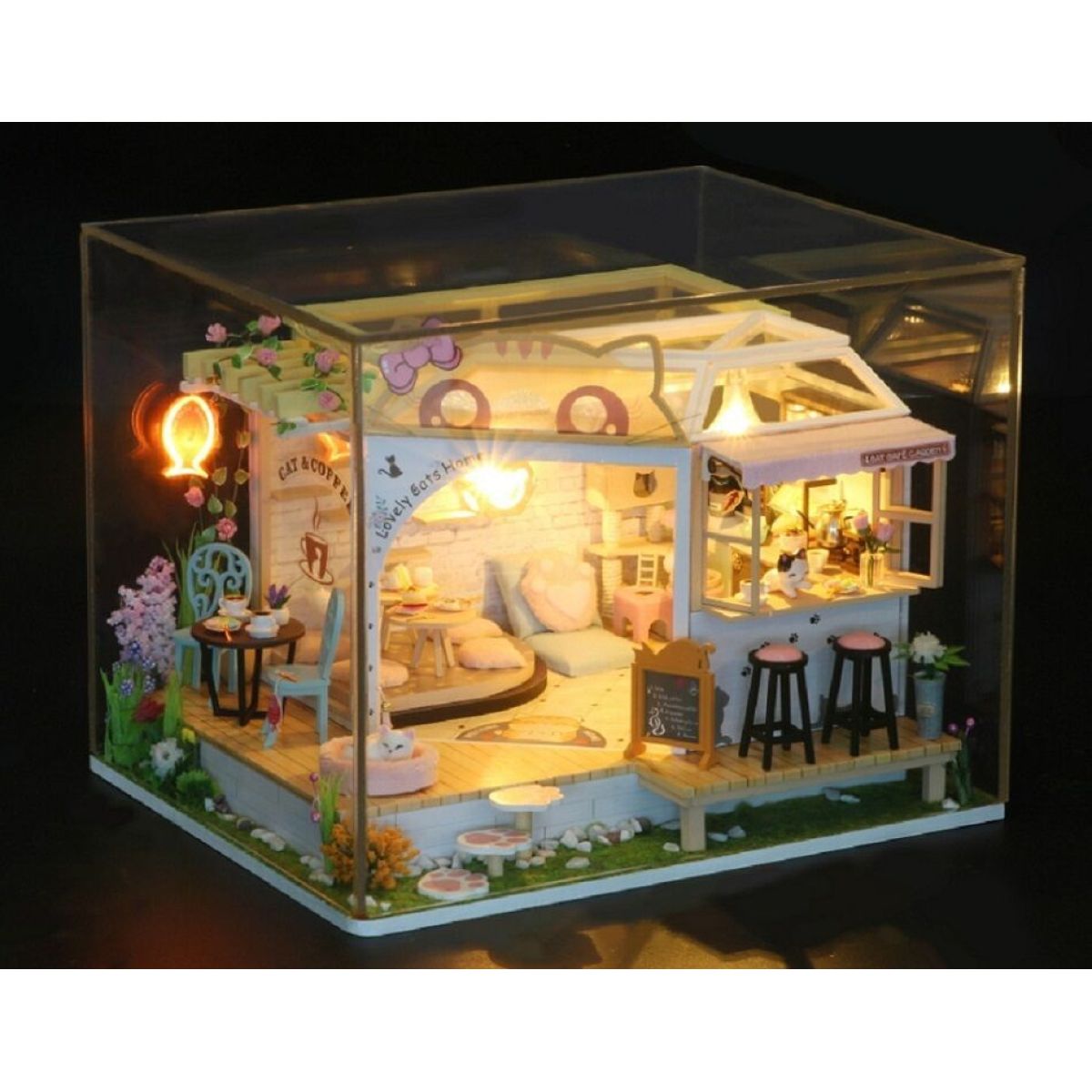 2Kids Toys miniatura domečku Kočičí kavárna se zahrádkou