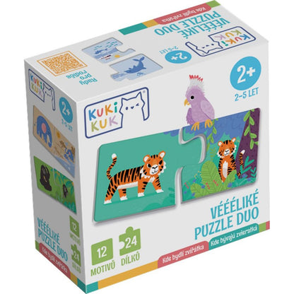 KukiKuk - Véééliké puzzle duo Kde bydlí zvířátka
