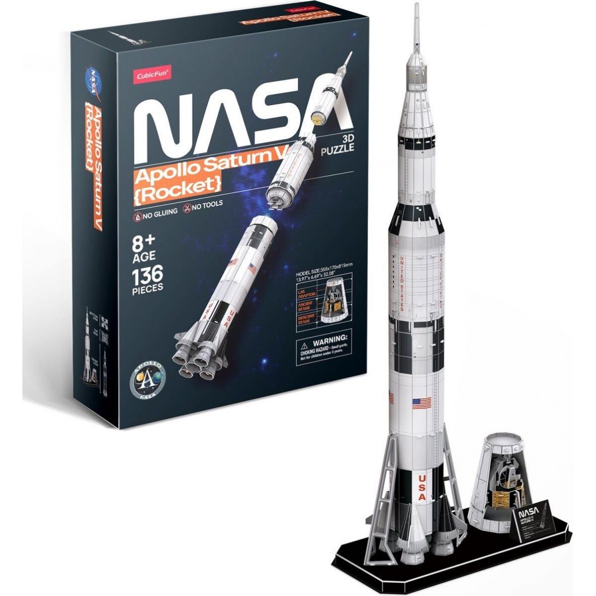 CubicFun 3D puzzle Apollo Saturn V, 136 dílků