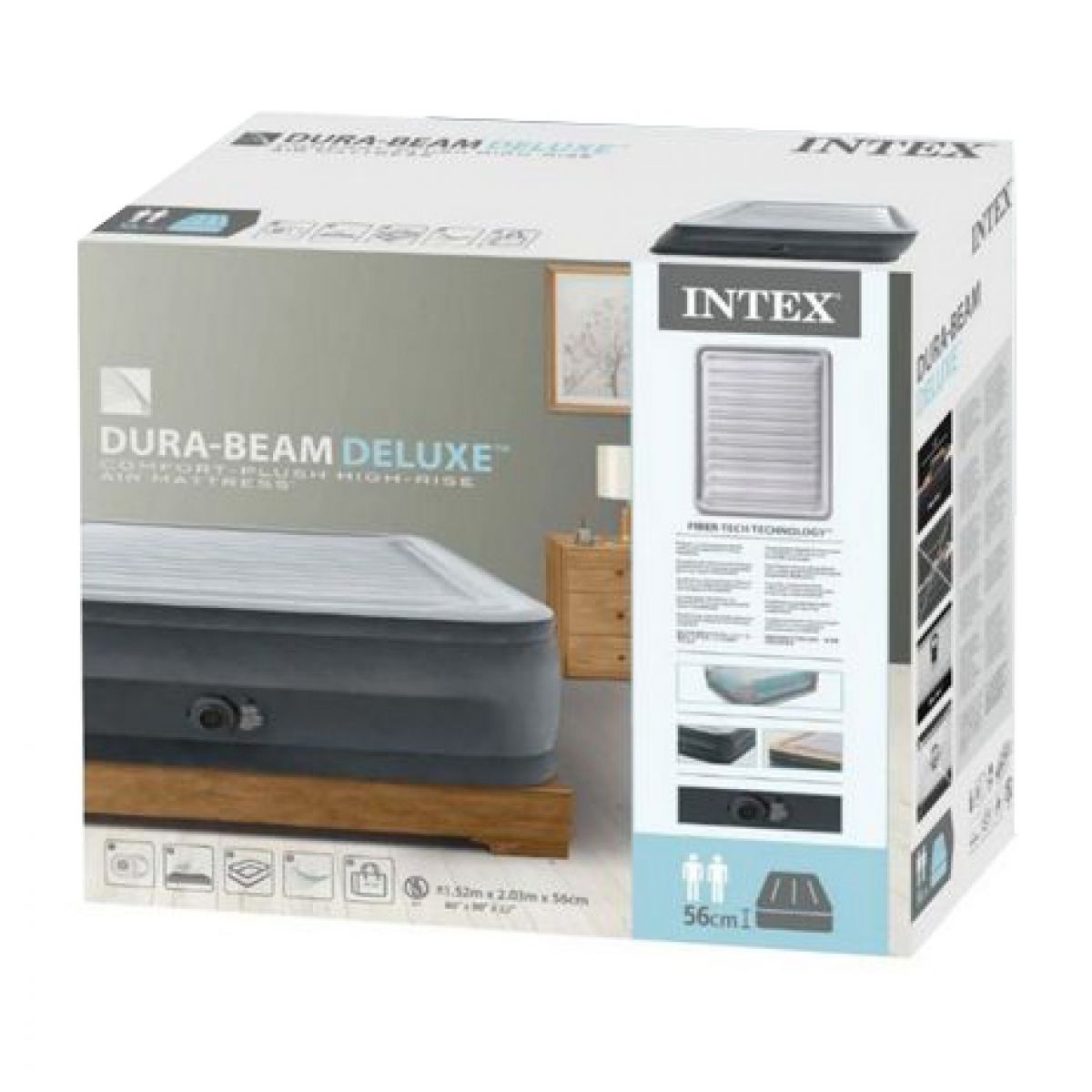 Intex 64418NP Nafukovací postel 152 x 203 x 56 cm - Dura-Beam Queen Comfort plush