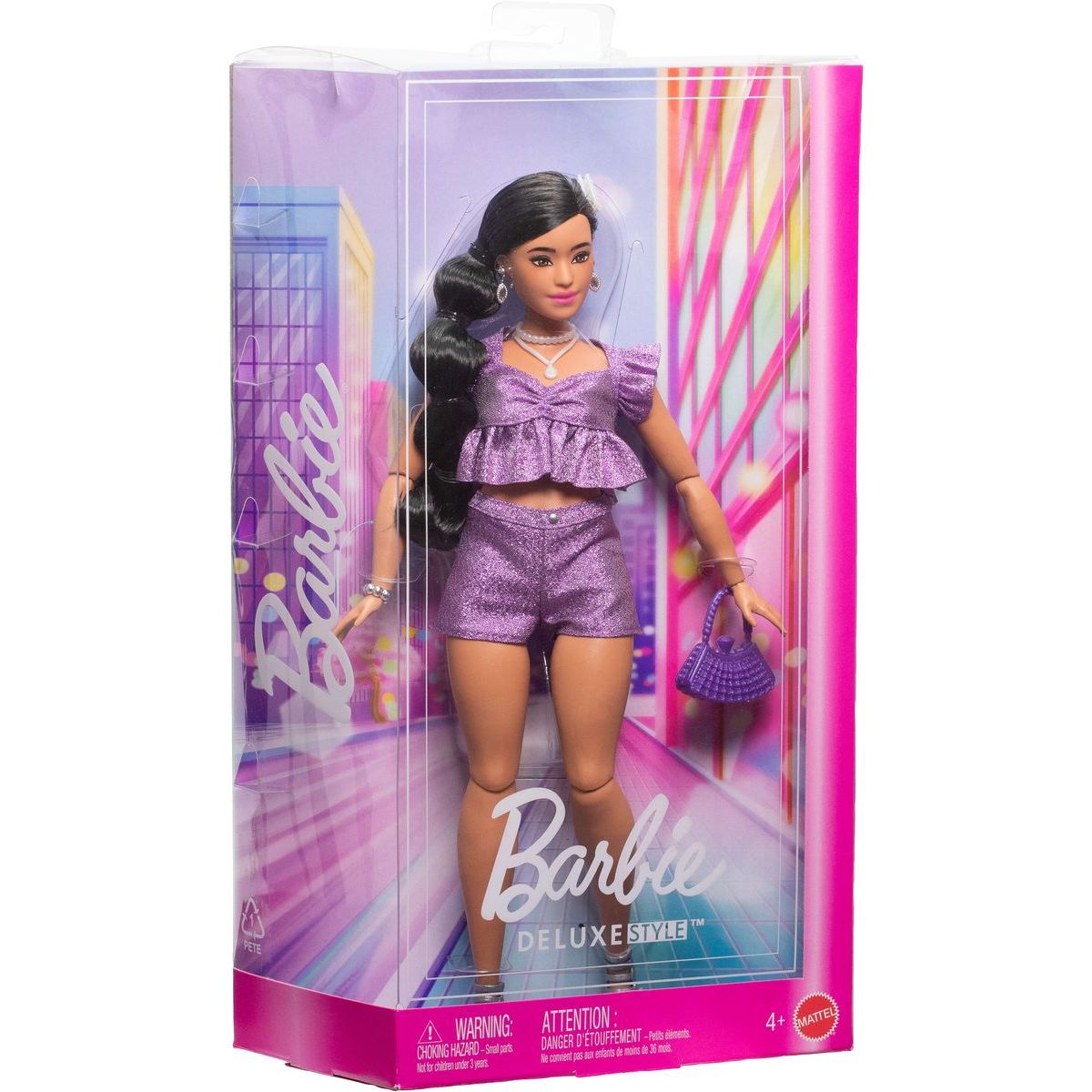 Barbie Deluxe modelka - fialové kraťasy