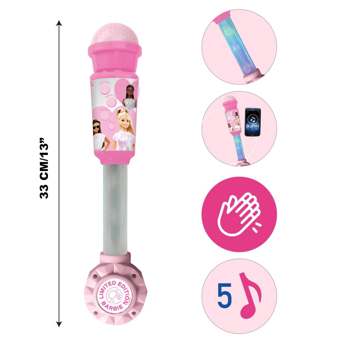 Lexibook Svítící trendy mikrofon Barbie s melodiemi