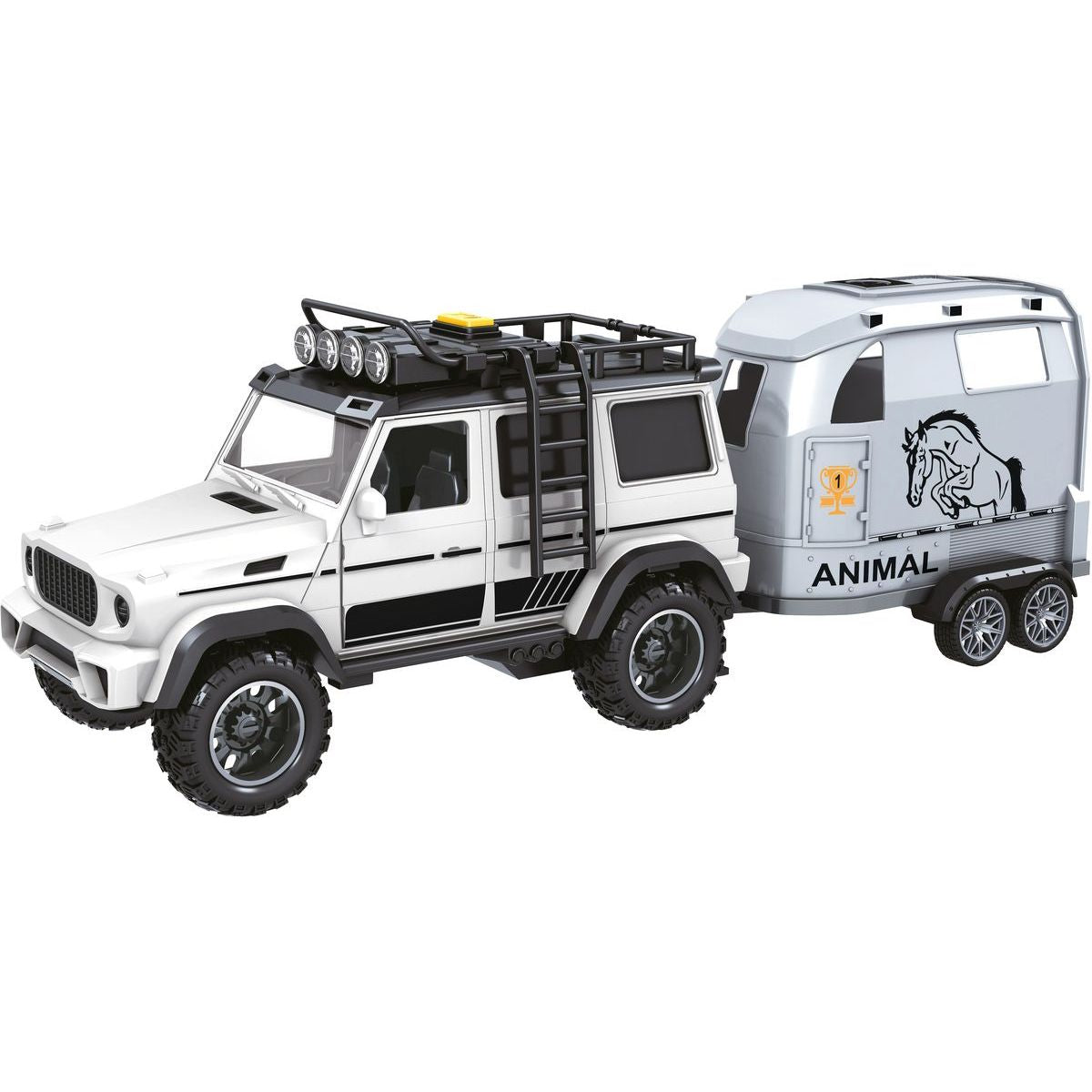 Sparkys CITY SERVICE CAR - 1:14 - Terénní vozidlo s přívěsem a koněm (se zvukem a světly)