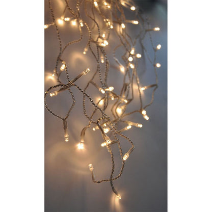 LED vánoční závěs, rampouchy, 120 LED, 3 m x 0,7m, přívod 6m, venkovní, teplé bílé světlo