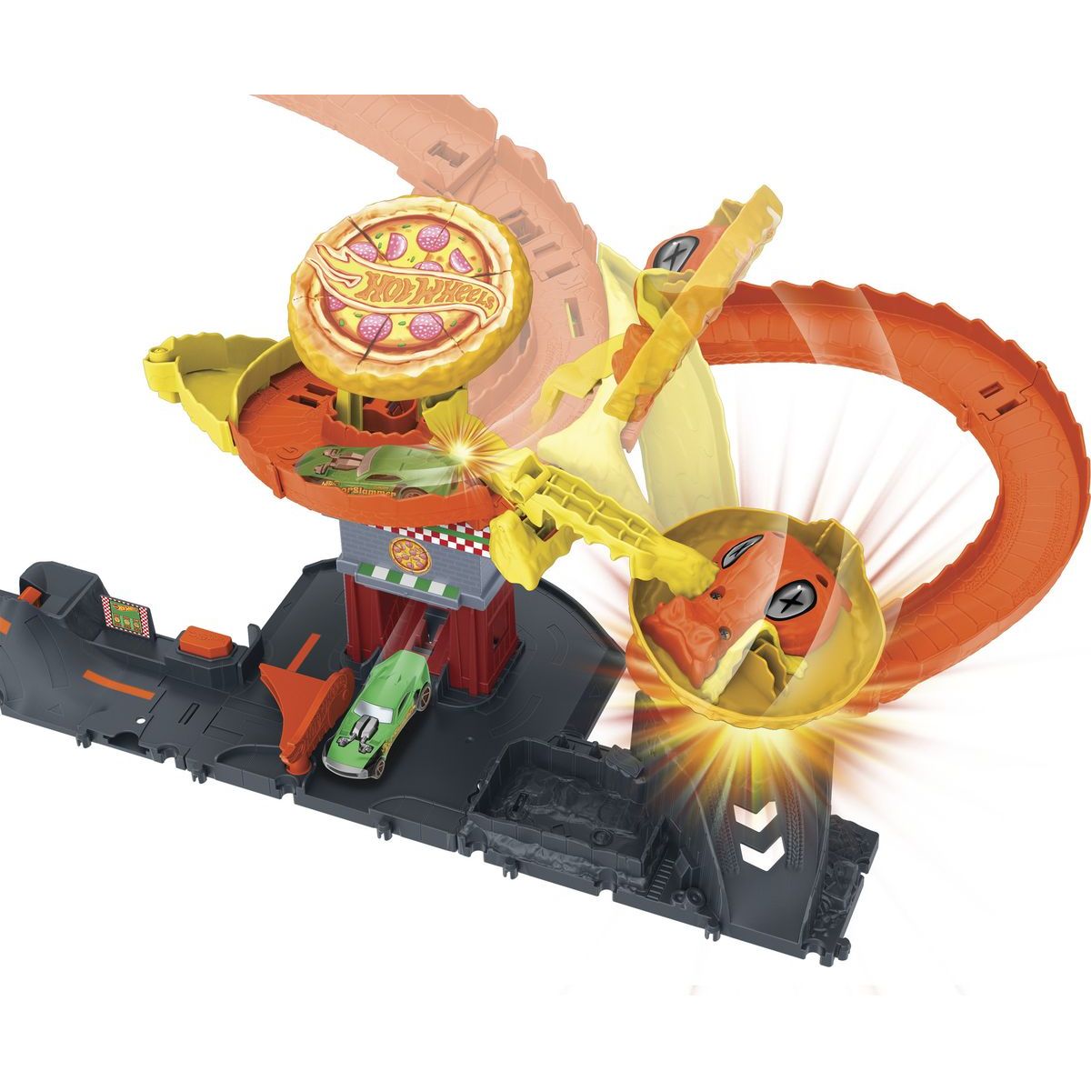 Mattel Hot Wheels City hladová kobra útočí na pizzerku