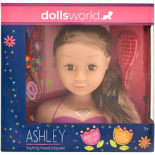 Dolls World Česací hlava Ashley - brunetka 21 cm