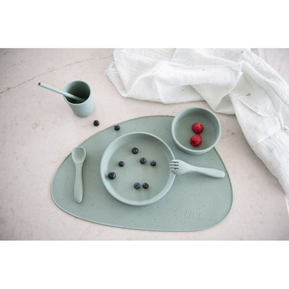 KikkaBoo Talíř Platinum Silicone Sage