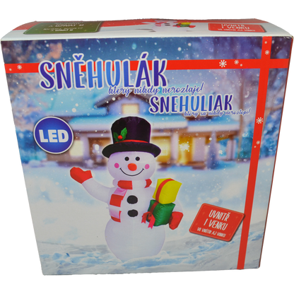 Nafukovací svítící sněhulák s dárky 124 cm