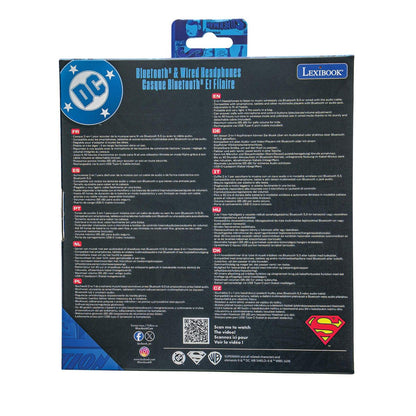 Lexibook 2v1 bluetooth skládací sluchátka Superman s limitem hlasitosti