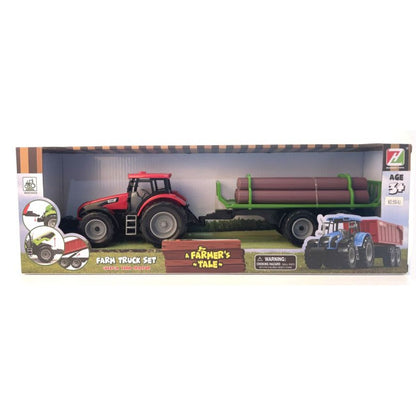 Alltoys Traktor na setrvačník s valníkem a se dřevem červený