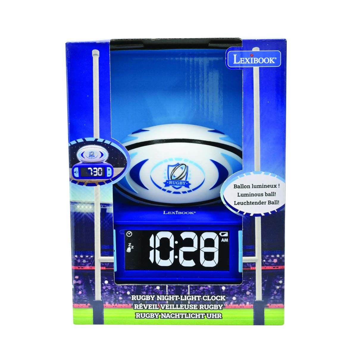 Lexibook Budík rugby se svítícím míčem