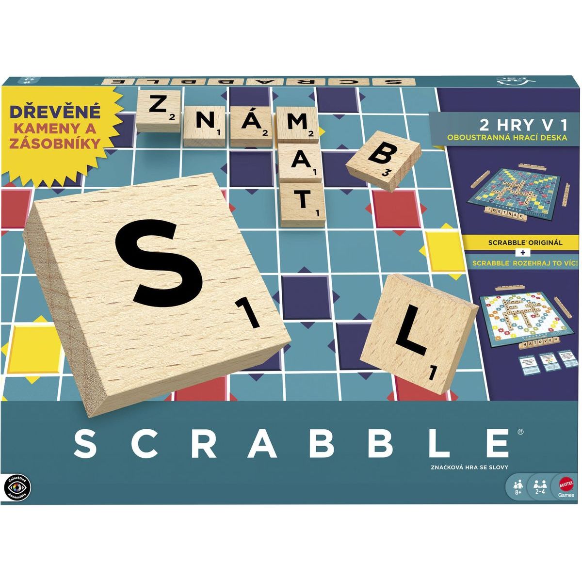 Mattel Scrabble dřevěná edice CZ