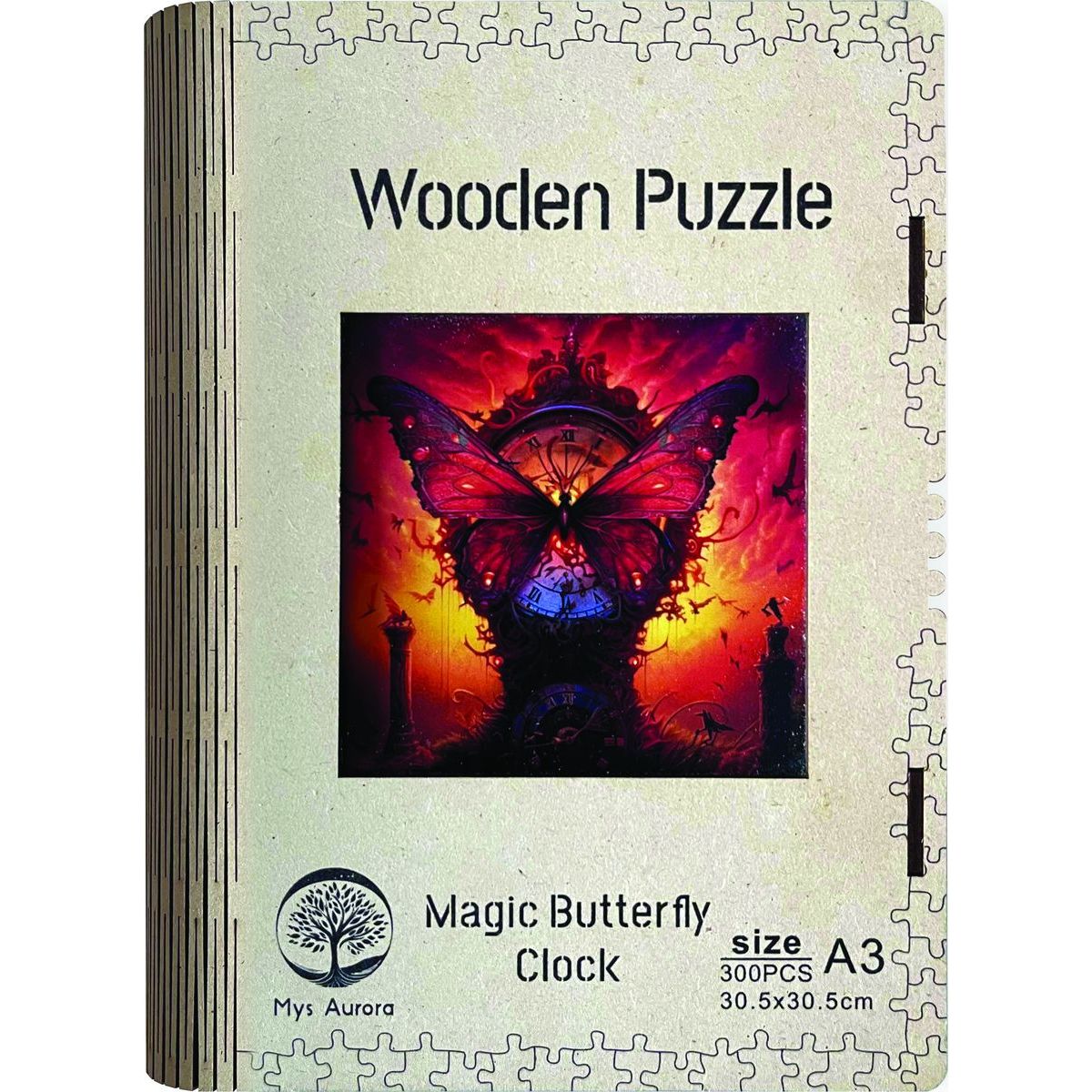 Epee Wooden puzzle Magic Butterfly Clock A3