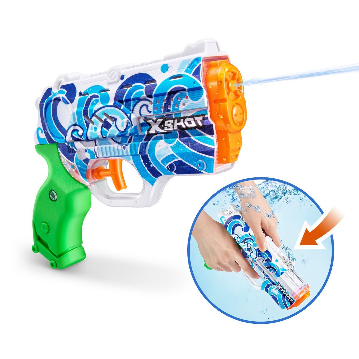 X-SHOT Vodní pistole Nano Fast fill Skins - vlny