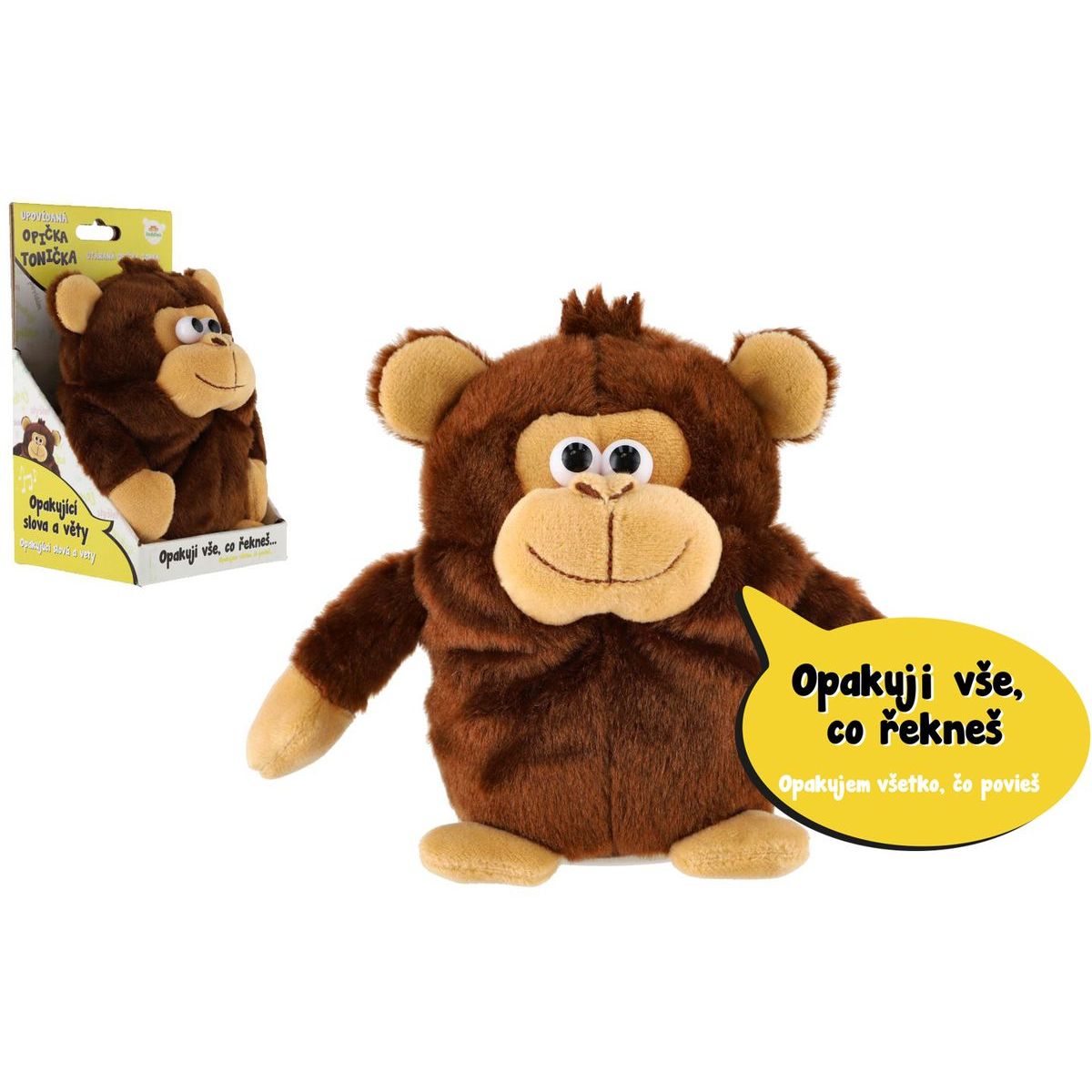Teddies Plyšová opička Tonička opakující věty 18 cm