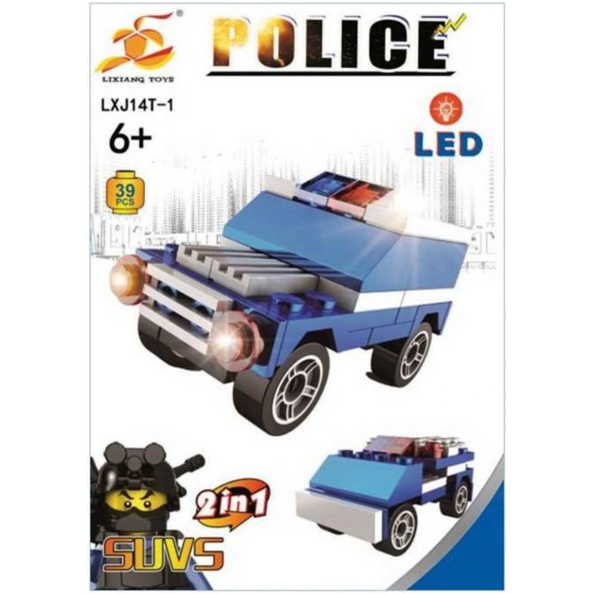 Stavebnice Policie s LED kostkou 2v1 - SUVS