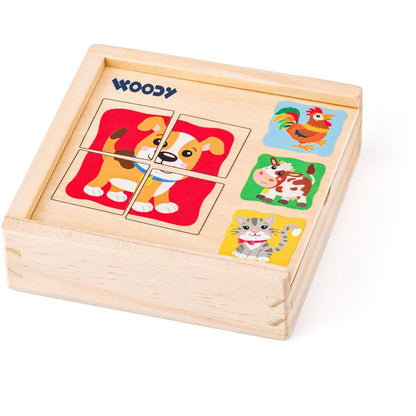 Woody Minipuzzle - Zvířátka v dř. krabičce