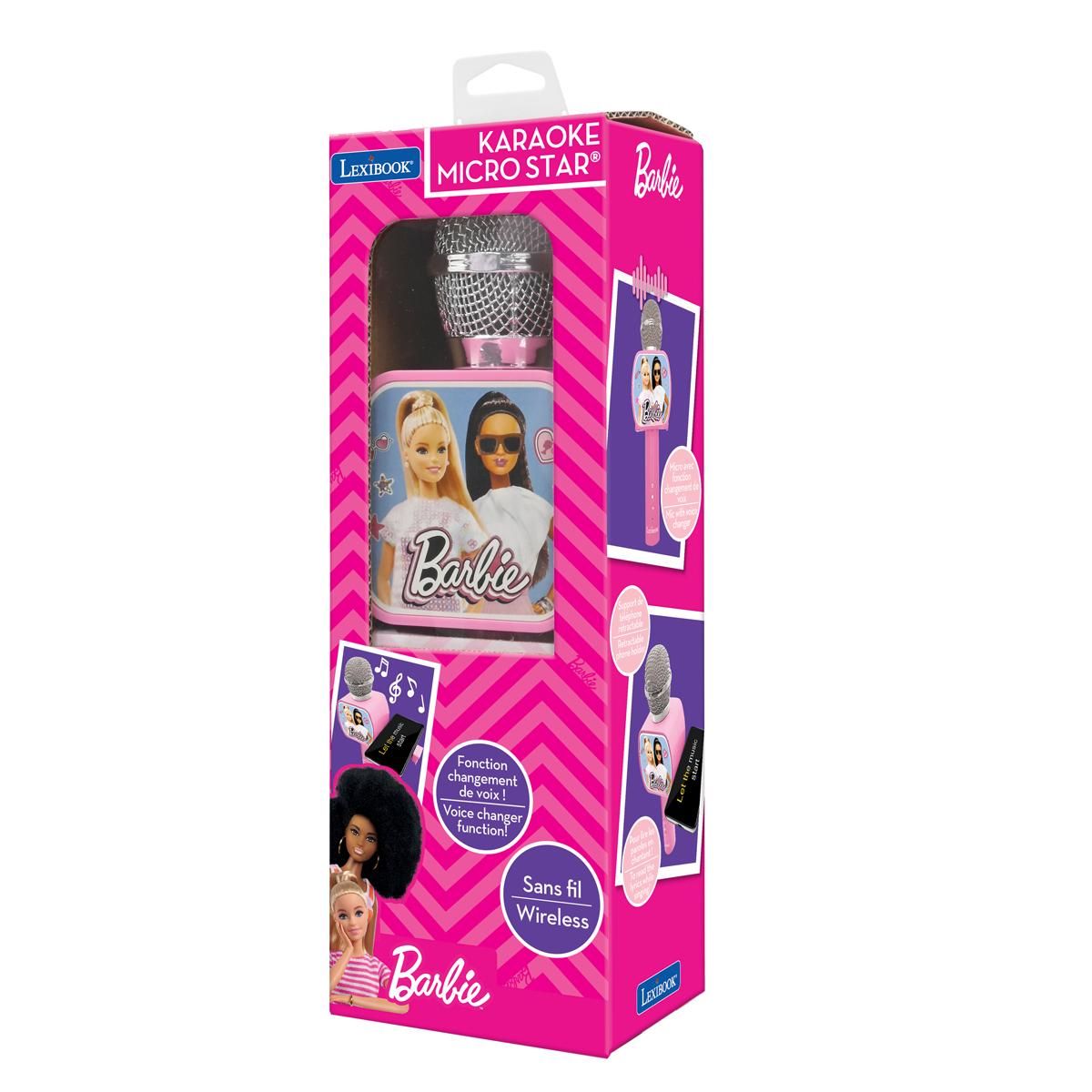 Lexibook Bezdrátový karaoke mikrofon Barbie s držákem na telefon