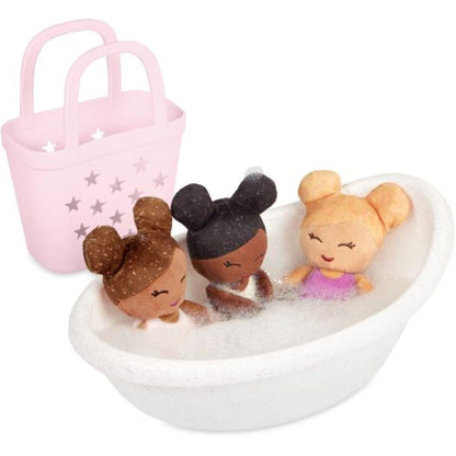 LullaBaby Panenky plyšové do vany v košíku Pink