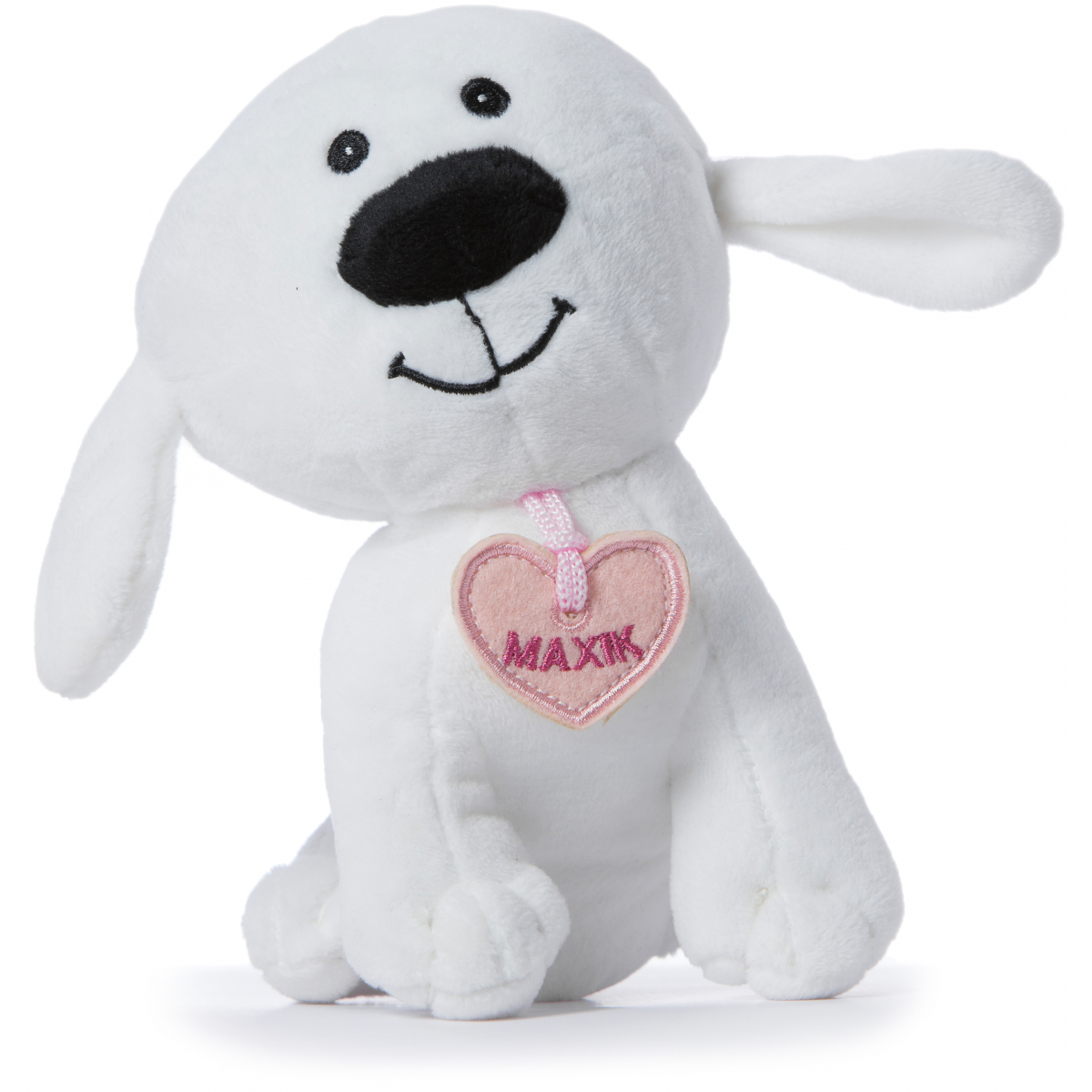 Plyšový pes Maxík malý 15cm srdíčko růžové