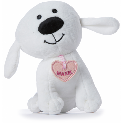 Plyšový pes Maxík malý 15cm srdíčko růžové