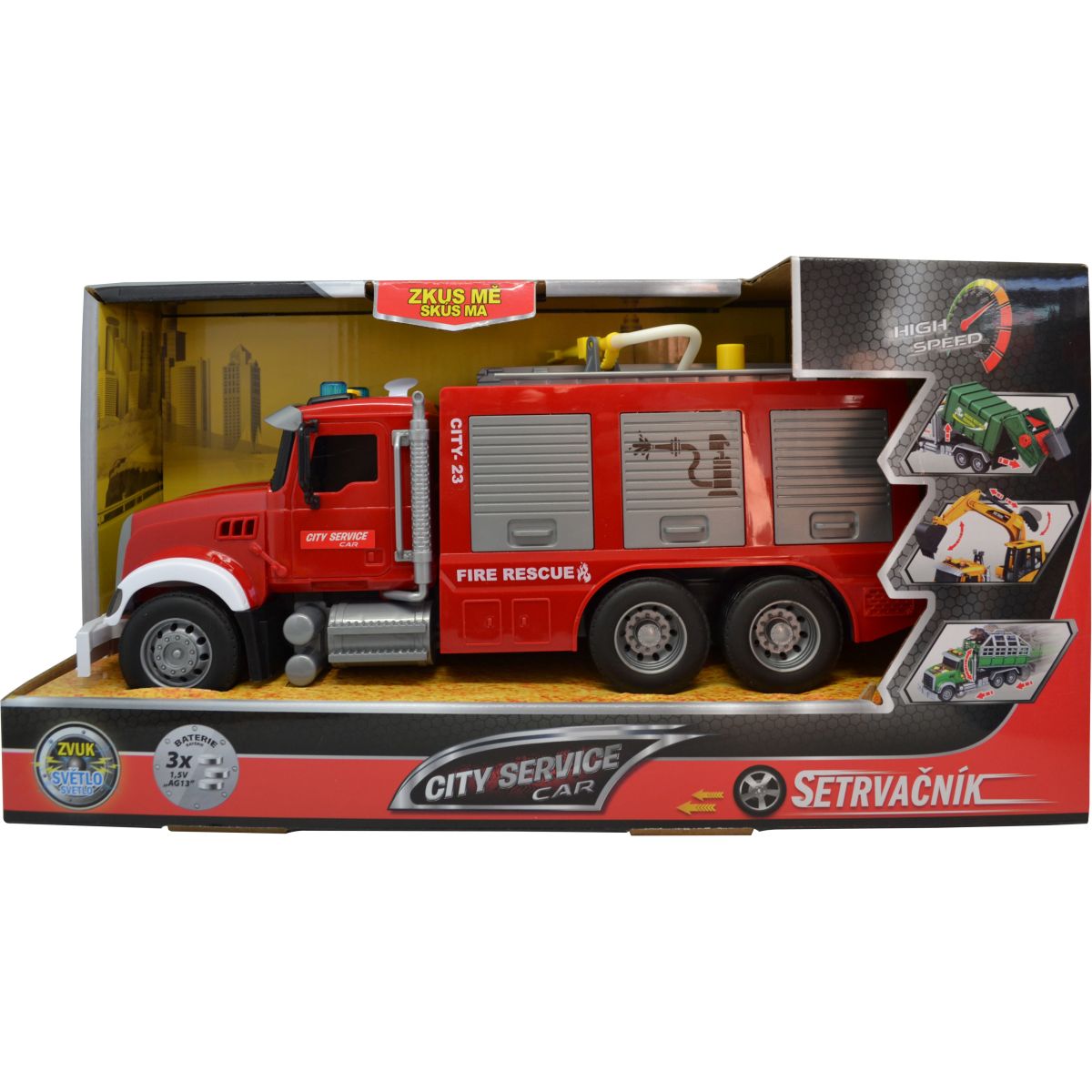 Sparkys CITY SERVICE CAR - 1:14 - Hasičský vůz (se zvukem, světly, stříkací vodou a dalšími funkcemi)