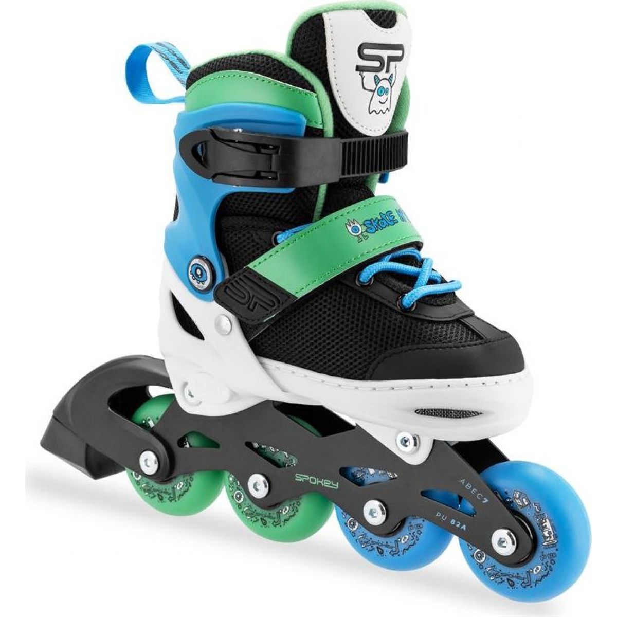 Spokey Joy Dětské kolečkové brusle, černo-modré, ABEC7 Carbon, vel. 31 - 34