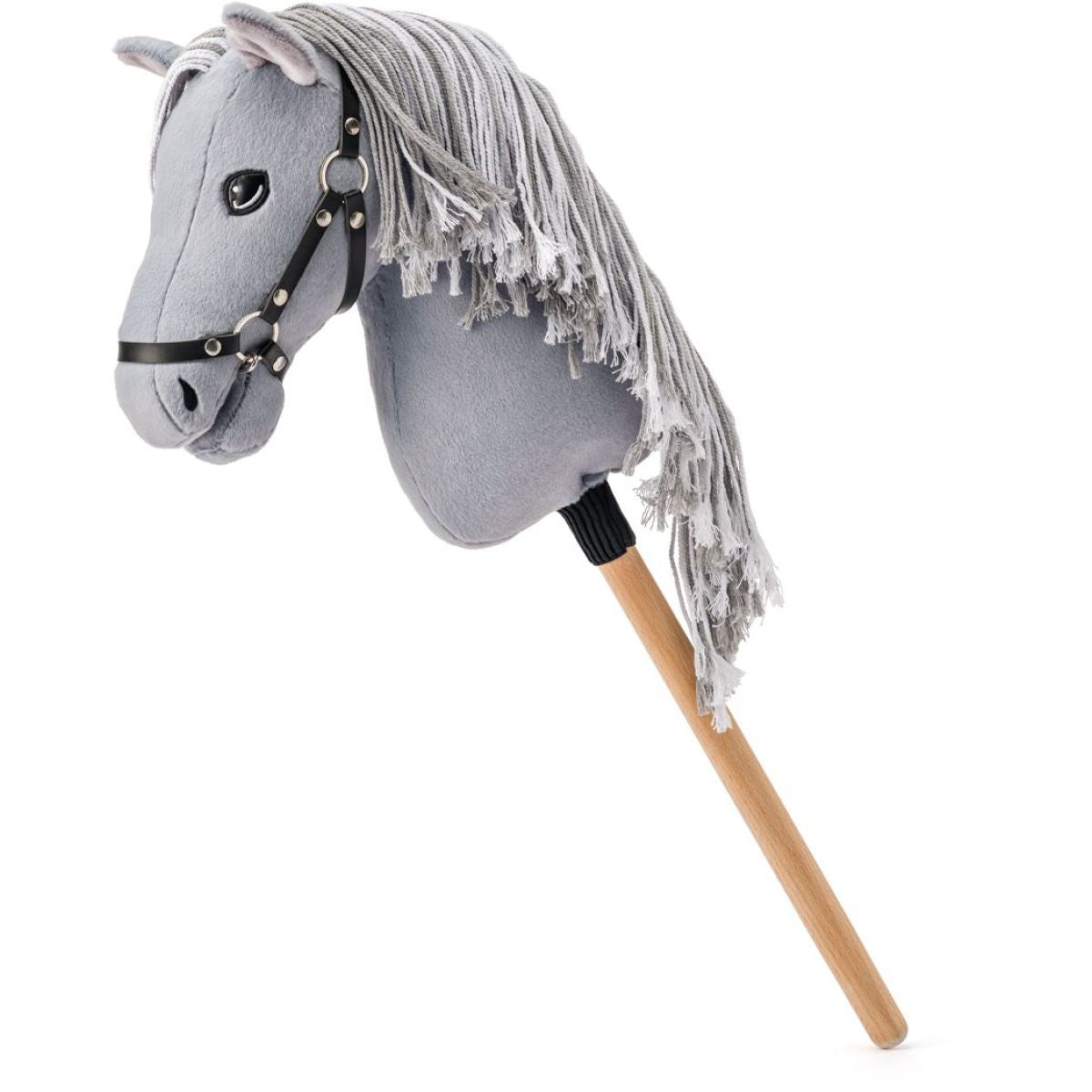 Hobby horse Apollo, šedý kůň na tyči, provázková hříva