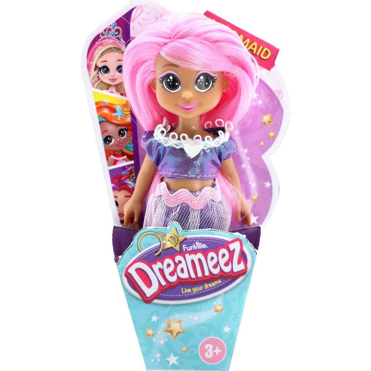 Funville Dreameez mini mořská panna v kornoutku růžové vlásky