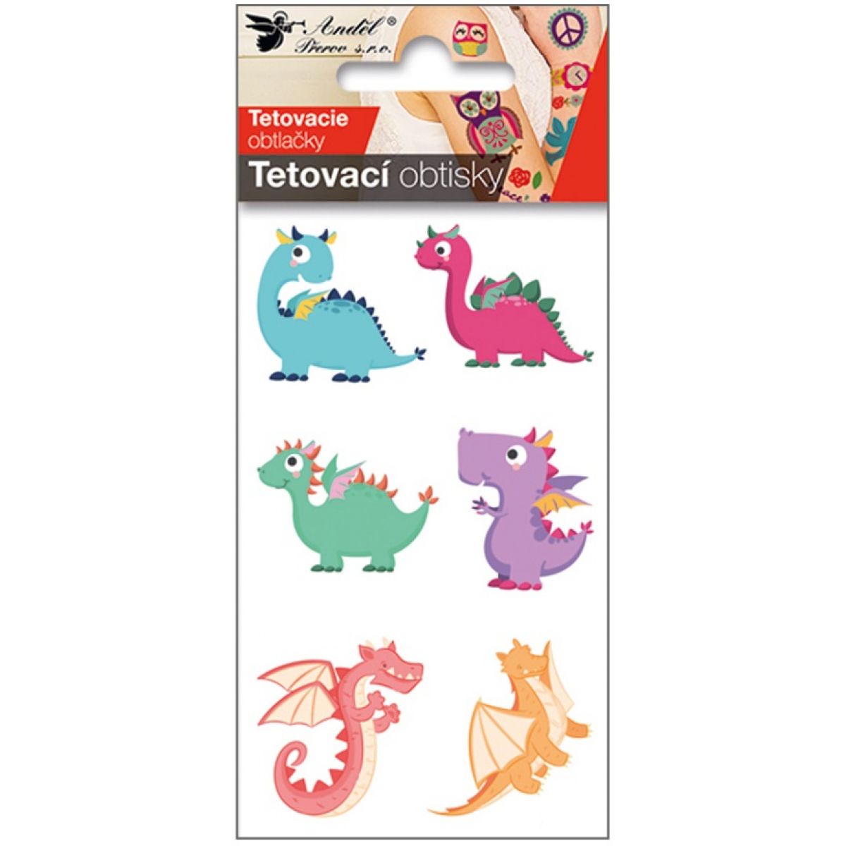 Tetovací obtisky 10,5 x 6 cm barevní dinosauři