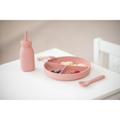 KikkaBoo Talíř dělený s přísavkou Platinum Silicone Blush