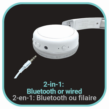 Lexibook 2v1 bluetooth skládací sluchátka bílá