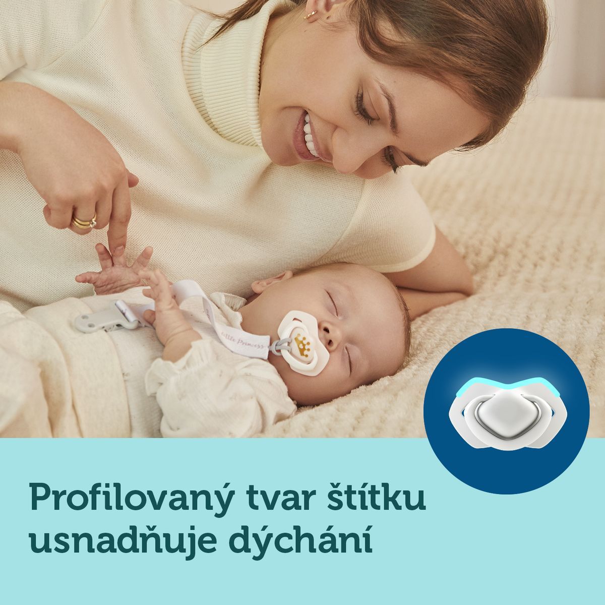 Canpol babies Set symetrických silikonových dudlíků Light touch 0-6m Royal Baby modrý
