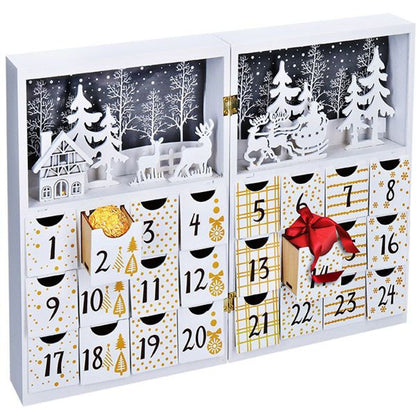 LED adventní kalendář - kniha, 8 x LED, 40 x 30 cm, 2 x AAA