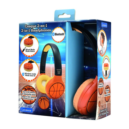 Lexibook 2v1 bluetooth skládací sluchátka Basketbal s limitem hlasitosti