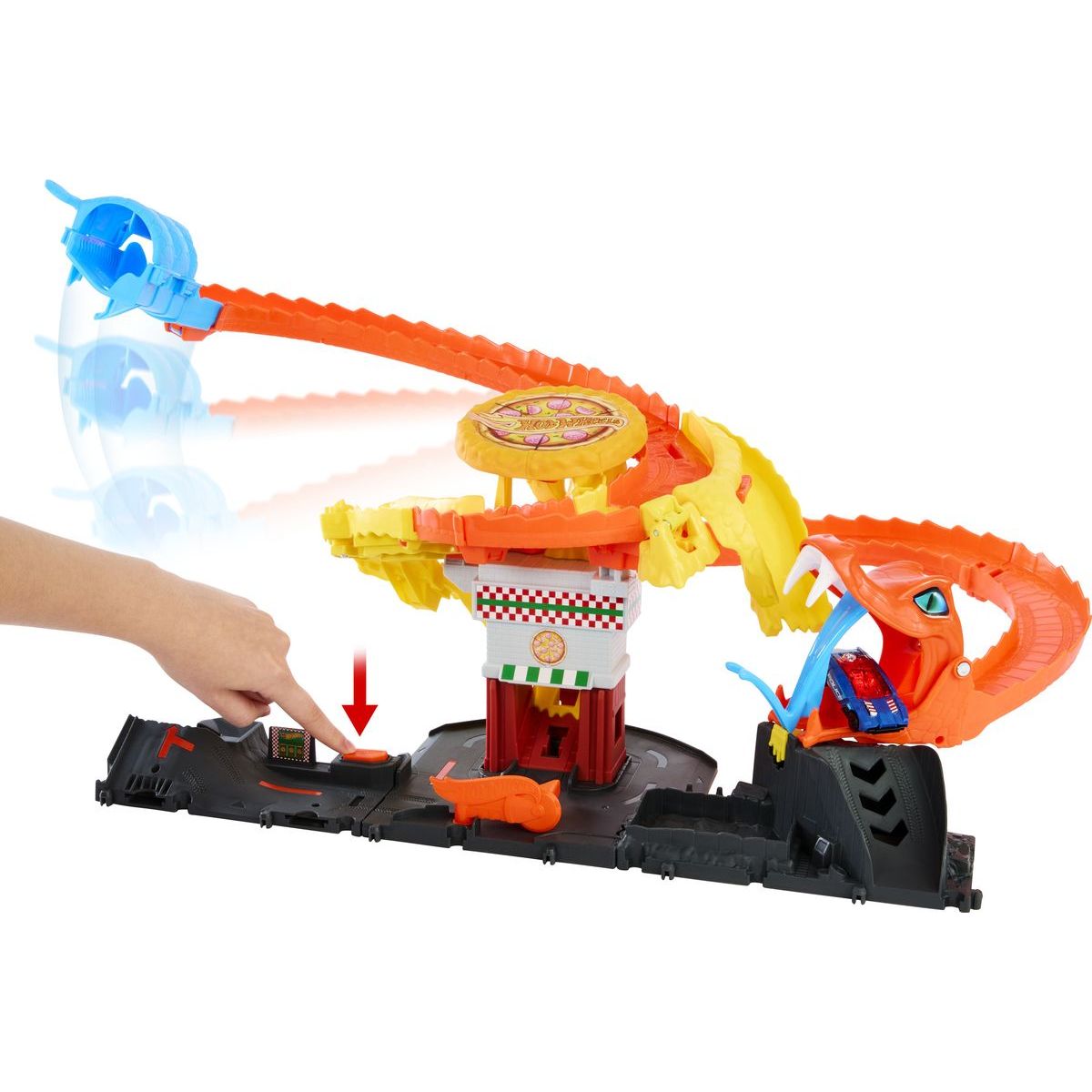 Mattel Hot Wheels City hladová kobra útočí na pizzerku