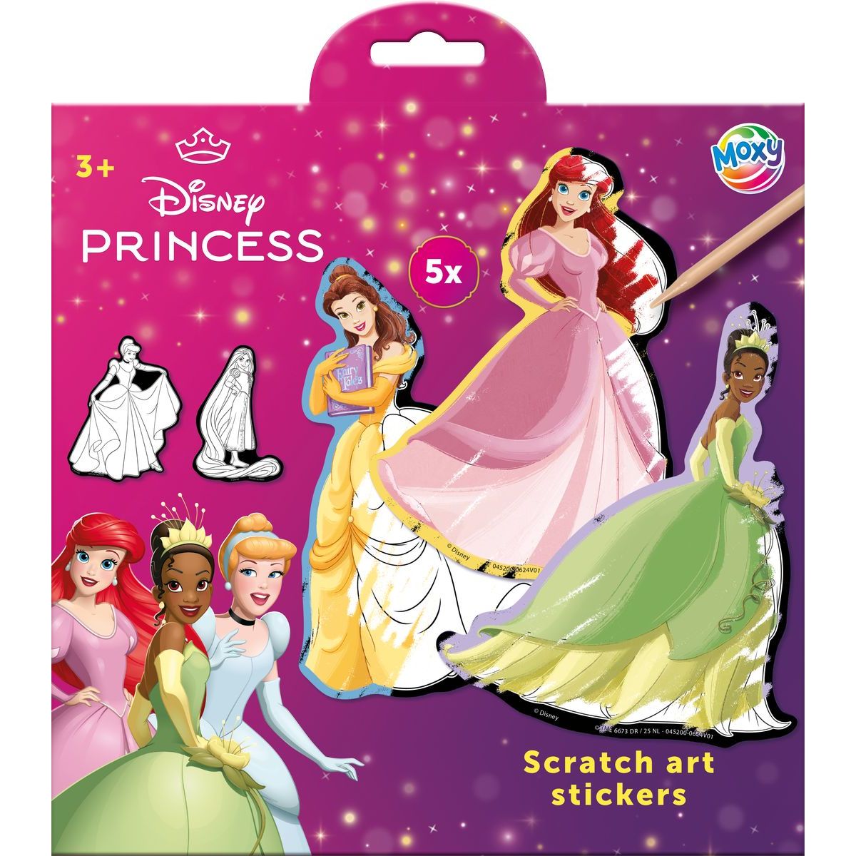 Vyškrabávací obrázky Disney Princezny - samolepky 5 ks