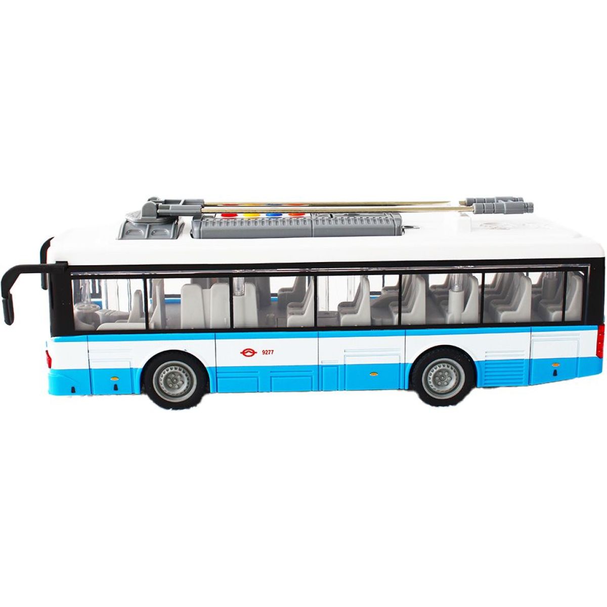 Městský trolejbus na setrvačník s osvětlením a zvukem - modrý