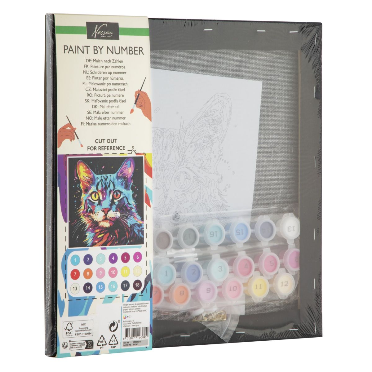 Craft Creative Malování podle čísel na černé plátno kočka