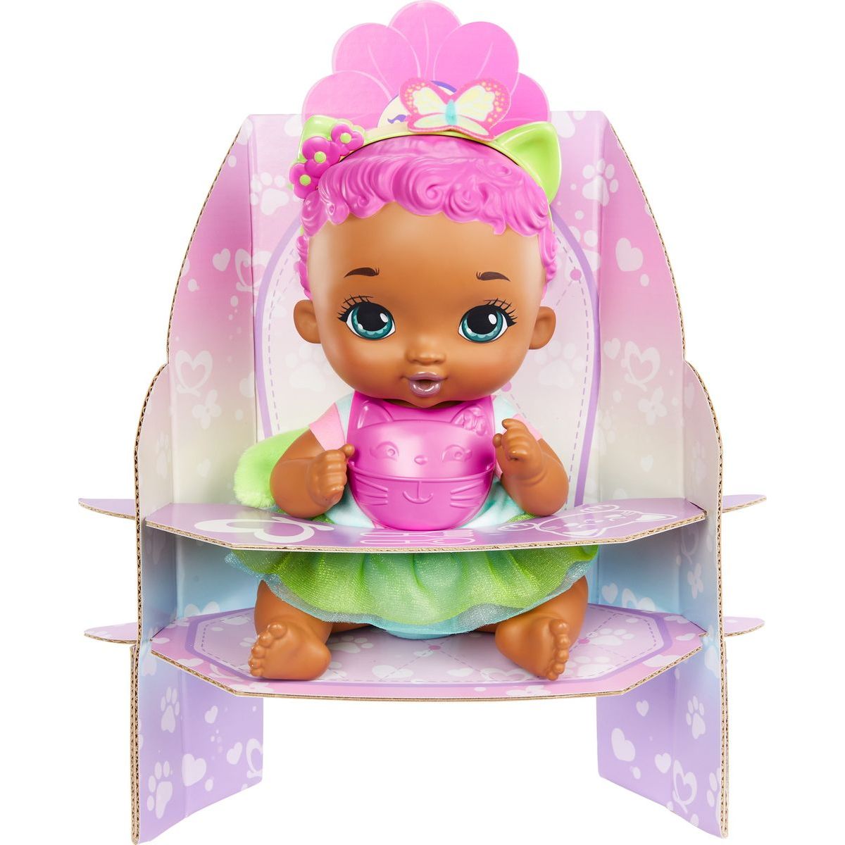 Mattel My Garden Baby miminko růžovo-zelené koťátko 30 cm