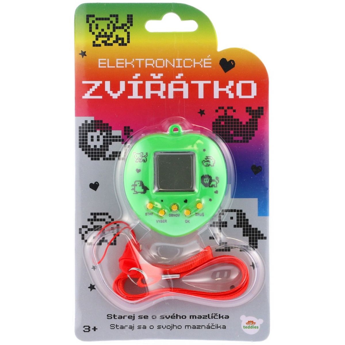 Zvířátko Tamagochi elektronické přívěsek se šňůrkou se zvukem 5 x 6 cm zelená