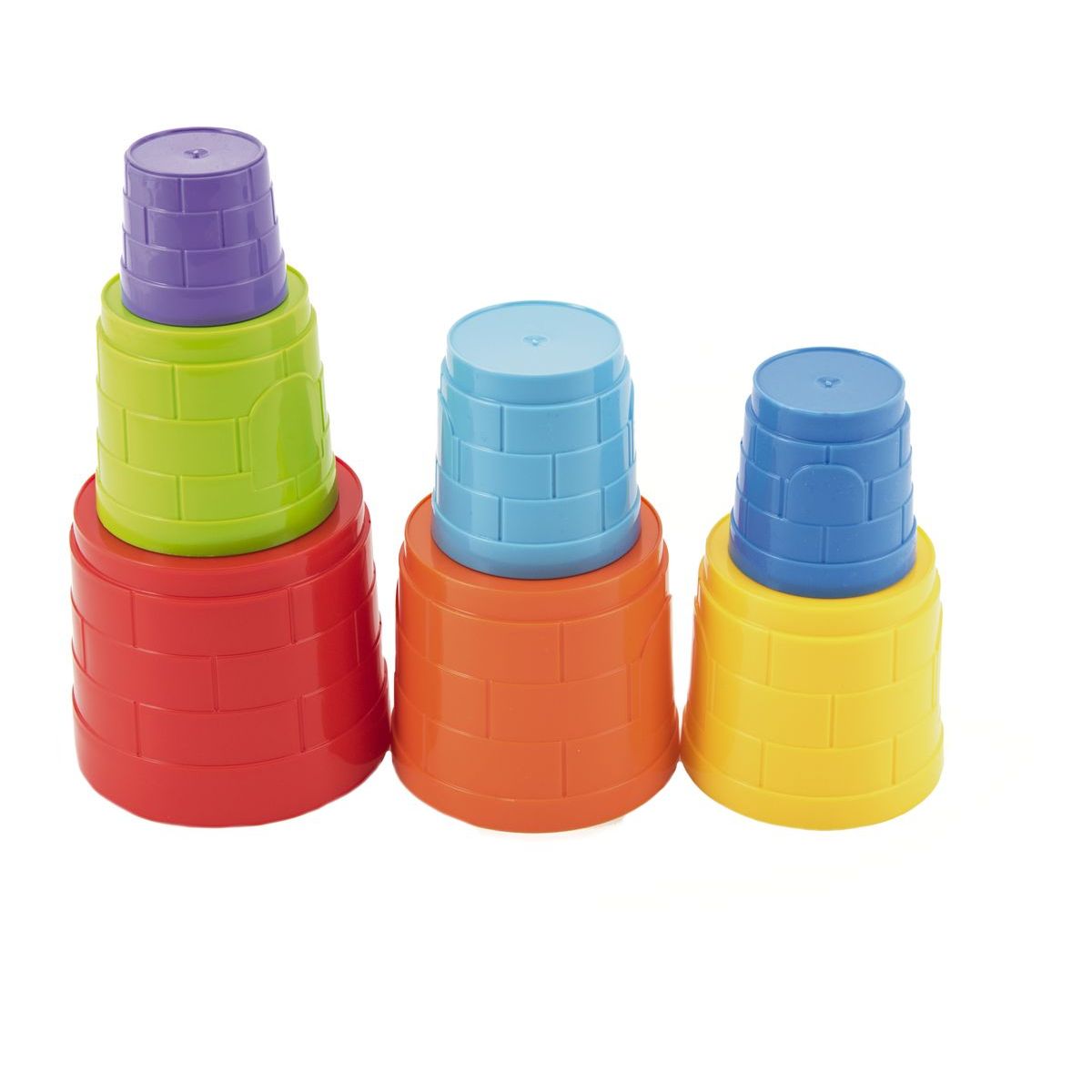 Kubus pyramida skládanka plast kulatá barevná 7ks v sáčku