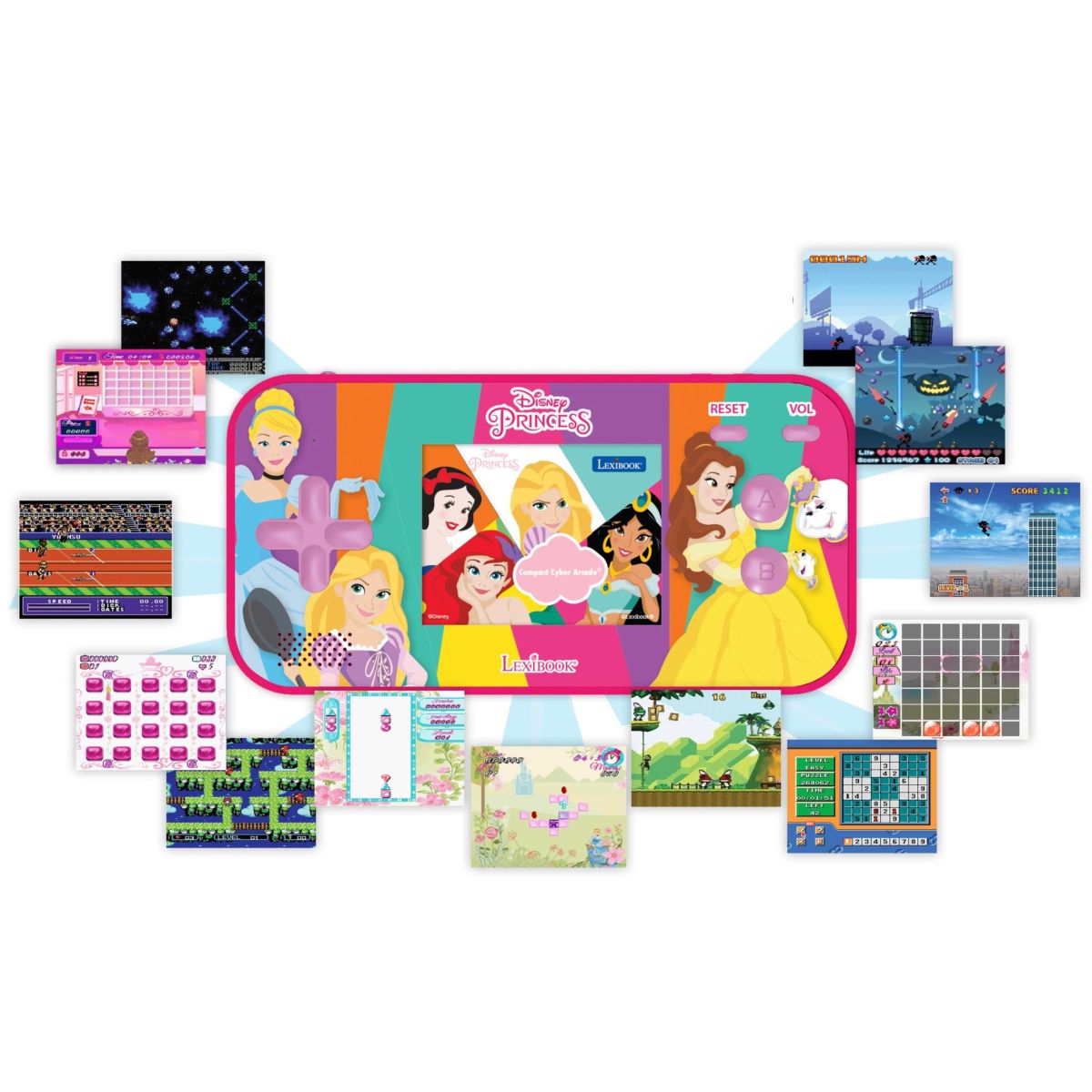 Lexibook Herní konzole 2,5'' Disney princezny 150 her