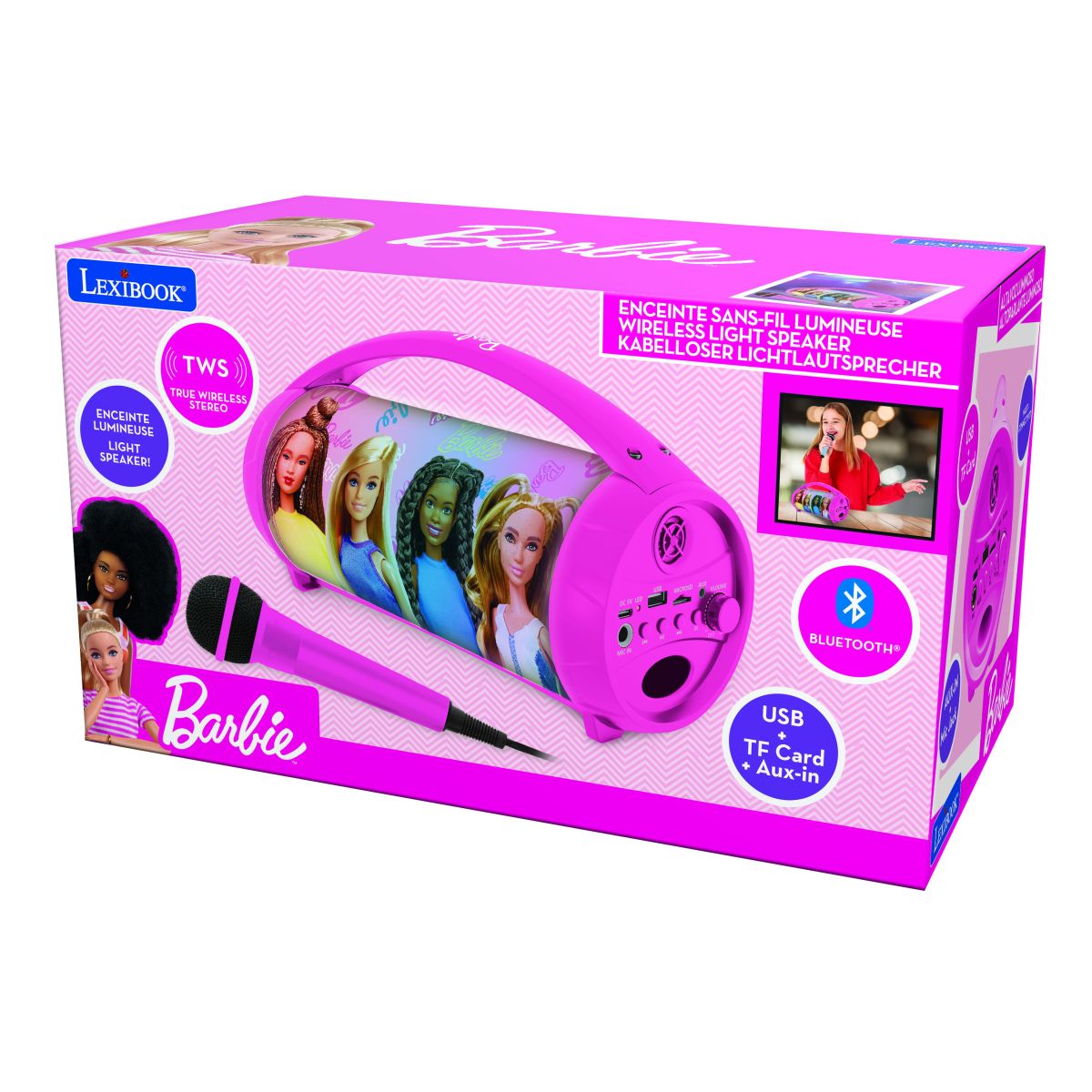 Lexibook Bluetooth reproduktor Barbie s mikrofonem svítící