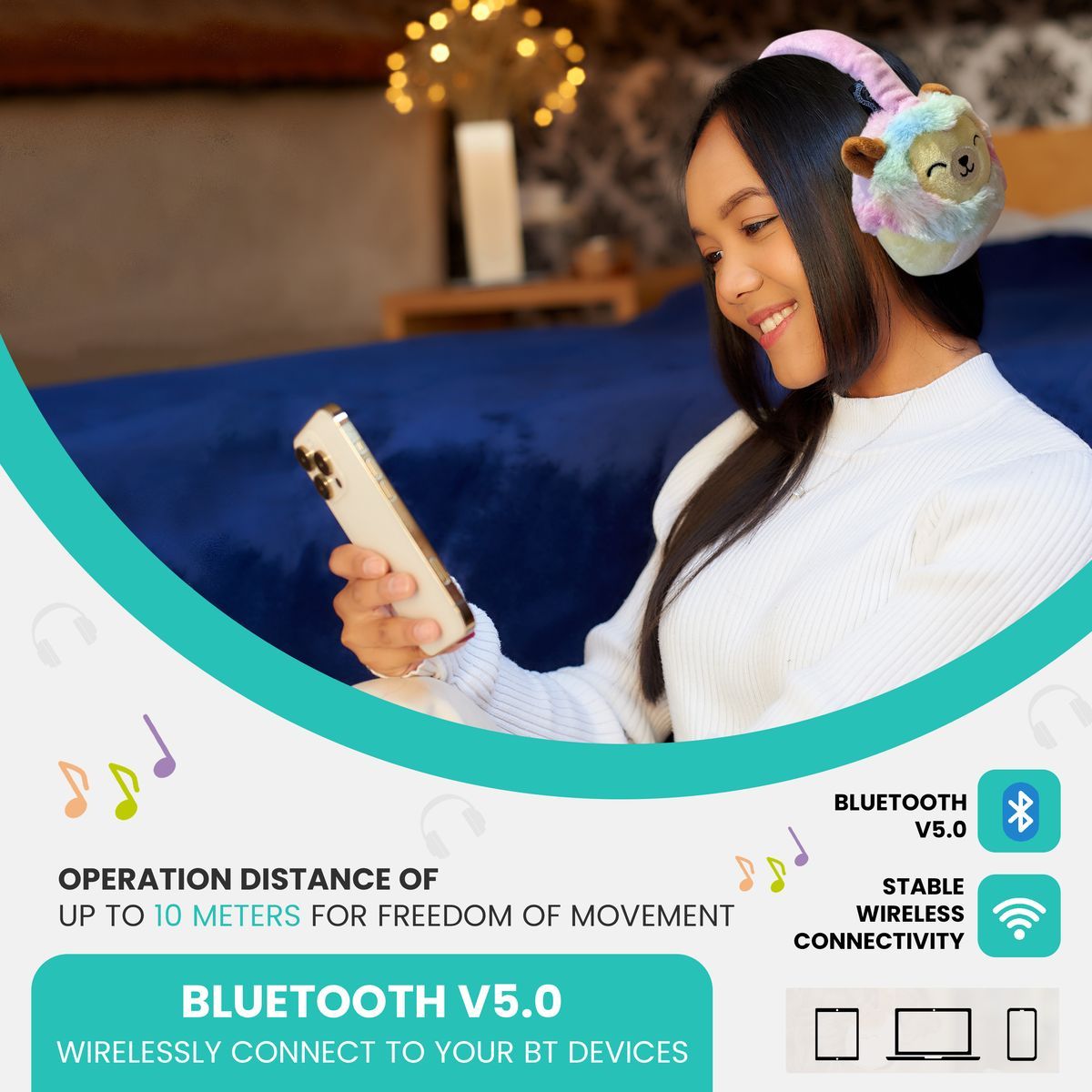 Lazerbuilt Squishmallows Plush Bluetooth Headphones - Leonard